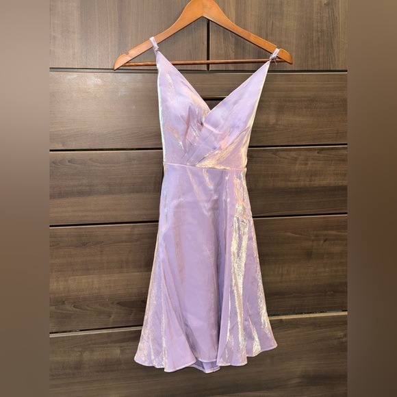 NWT Fashion Nova Shimmering Lavender Fit and Flare Mini Dress - Picture 3 of 11